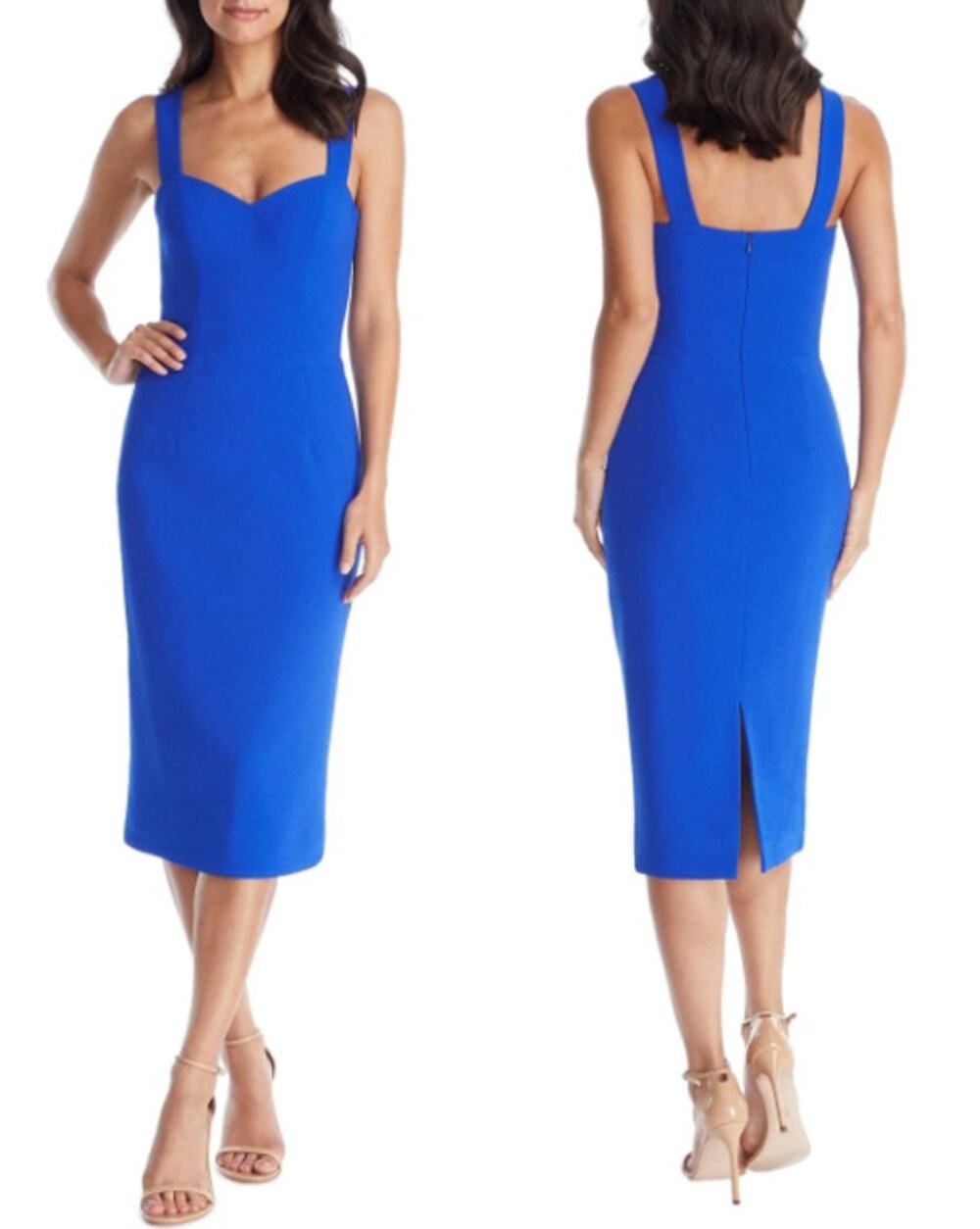 NWT Dress The Population Nicole Sheath Dress Large Electric Blue Sweetheart Neck